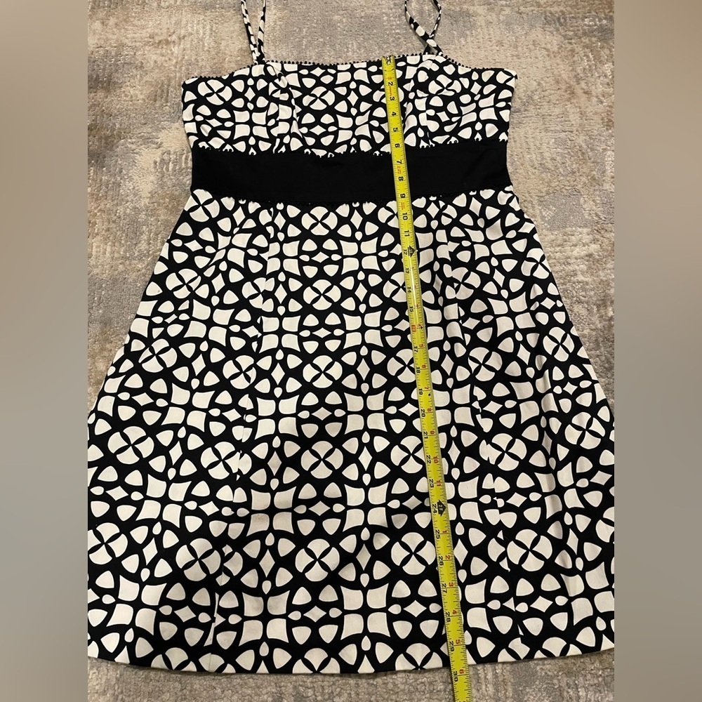 Nine West Black & White Spaghetti Strap Geometric Mini Dress Size 12 97% Cotton - Picture 8 of 8